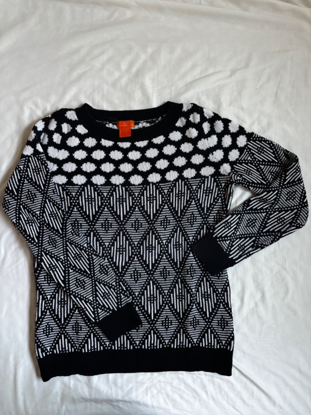 Joe Fresh Cotton Black & White Pattern Pullover Sweater Size S